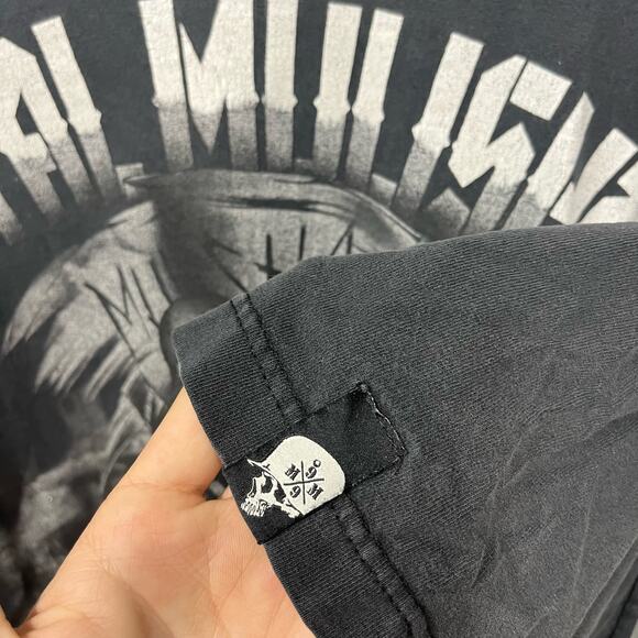 VTG Y2K Metal Militia Grunge Black Graphic T Shirt Affliction Style SZ XL - Picture 4 of 5